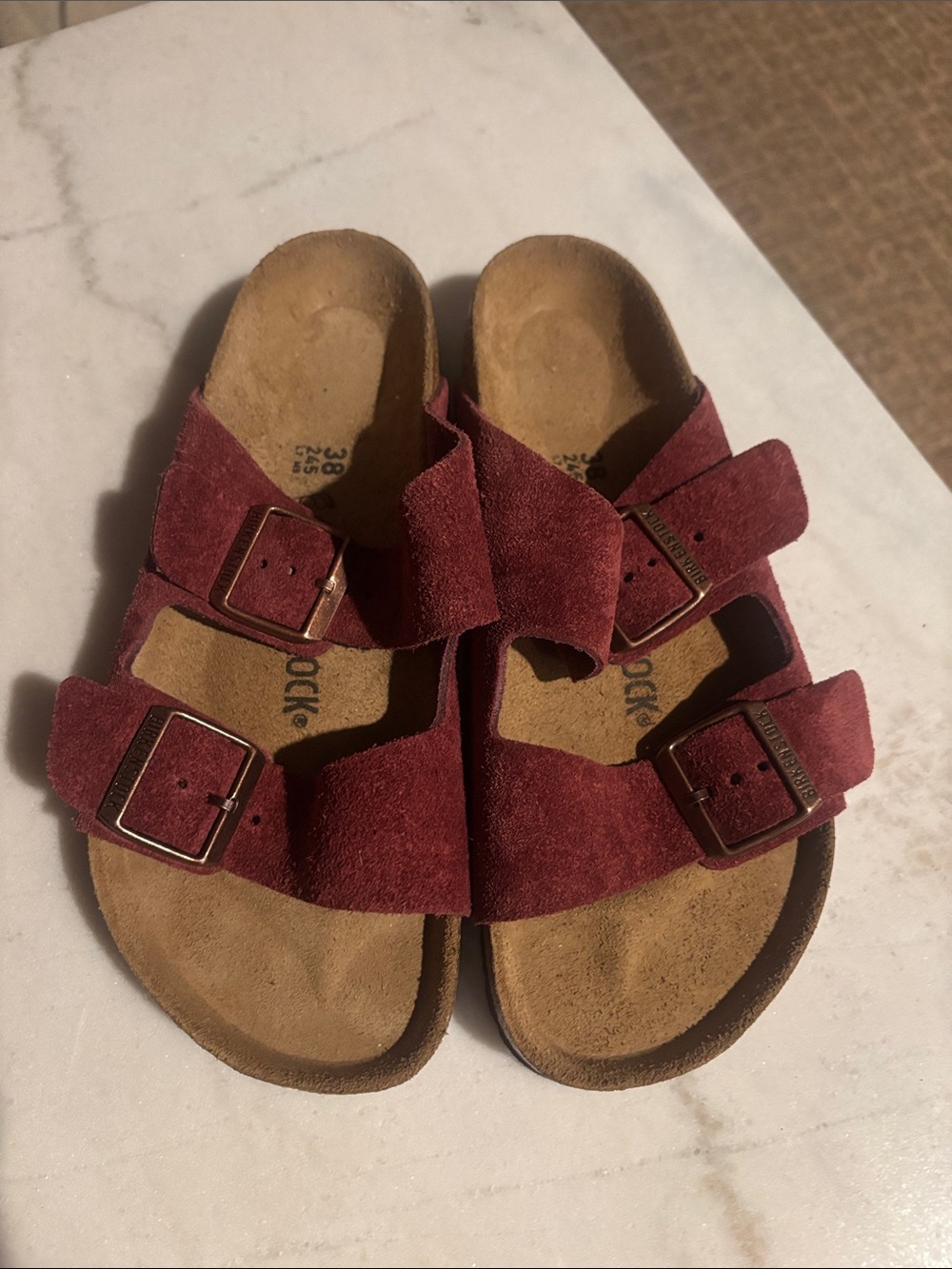 Birkenstock Kids Arizona Suede Sandals - Wine Red size 38